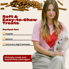 OH NORMAN! serving tray shows easy treats for all life stages and shared pup moments.