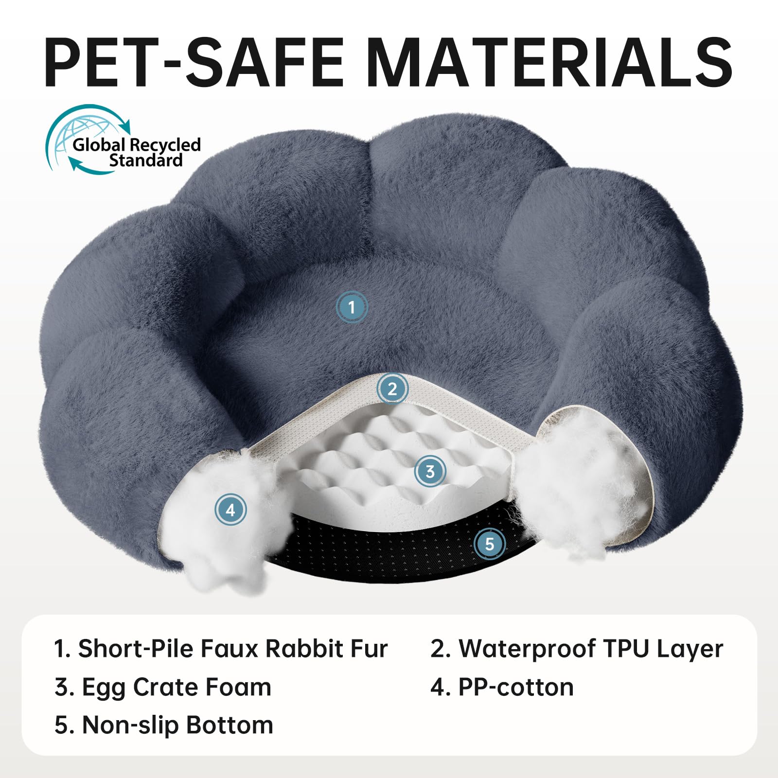OhGeni waterproof-liner blue bed protects foam from accidents while napping