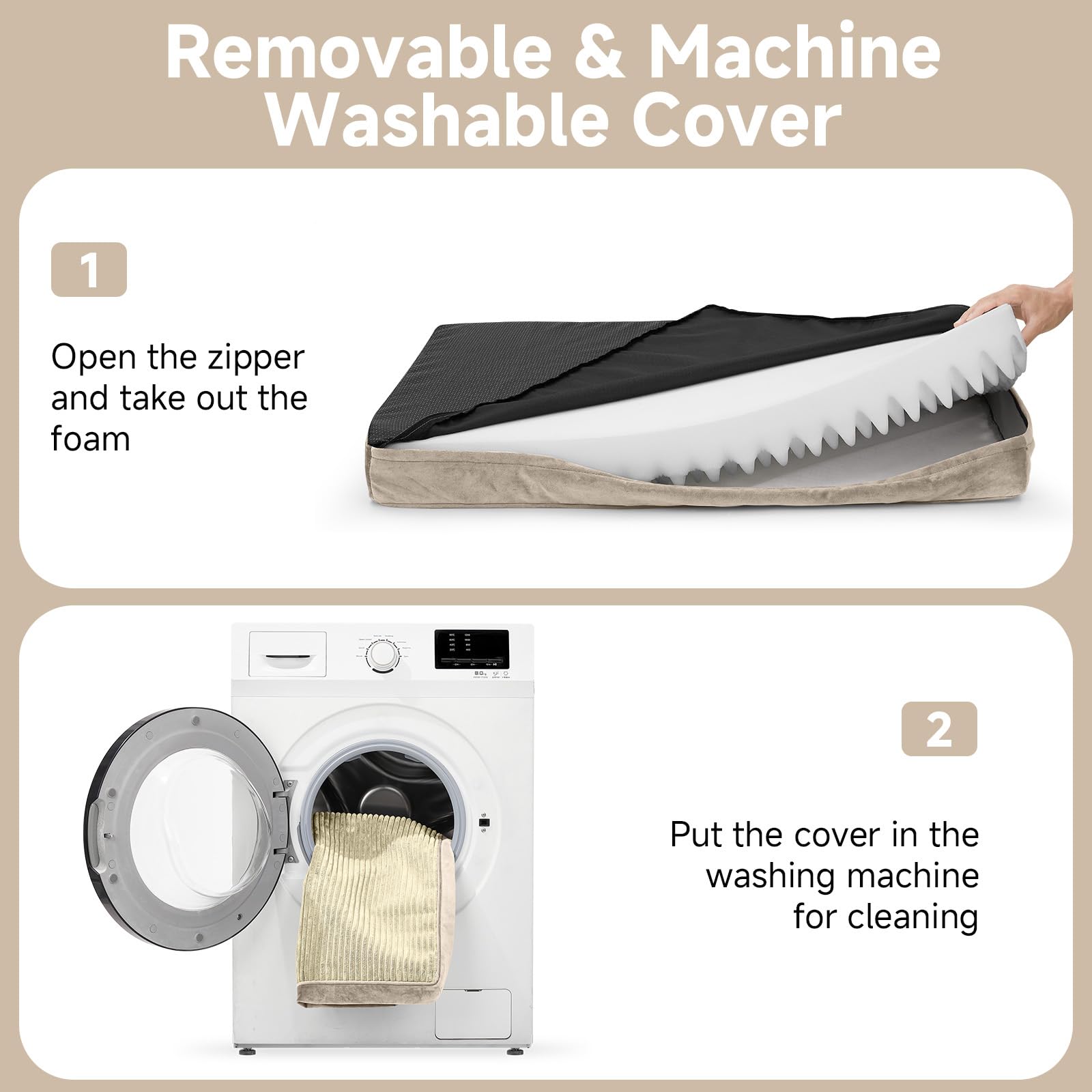 OhGeni bed with reinforced stitching demonstrates durability for frequent washing.