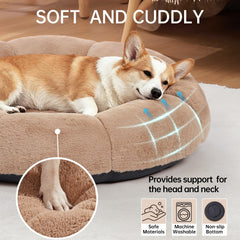 OhGeni Calming Donut Bed camel interior sleeping zone emphasizes extra-large space.