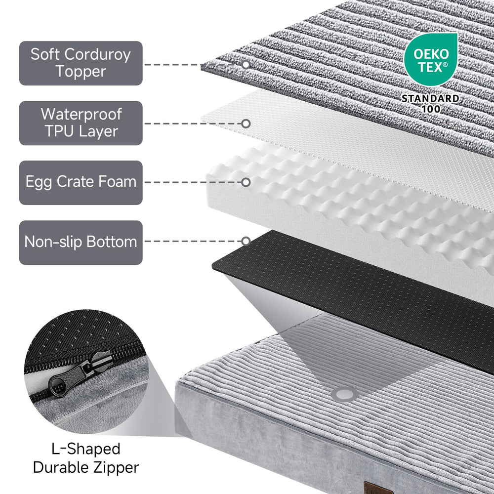 OhGeni large-size bed fits big breeds and crates for versatile placement.