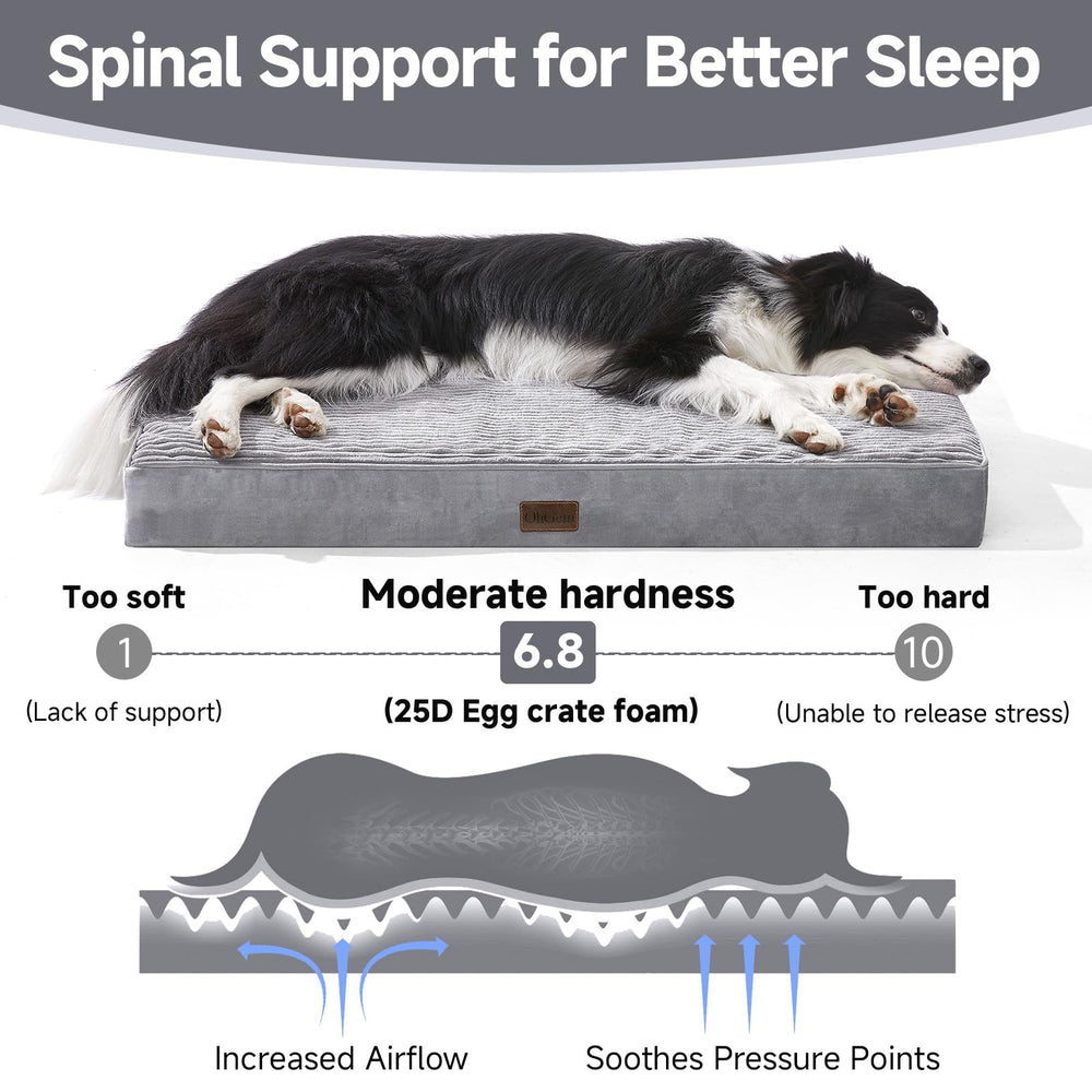 OhGeni 25D egg-crate foam delivers orthopedic support for aging pets.