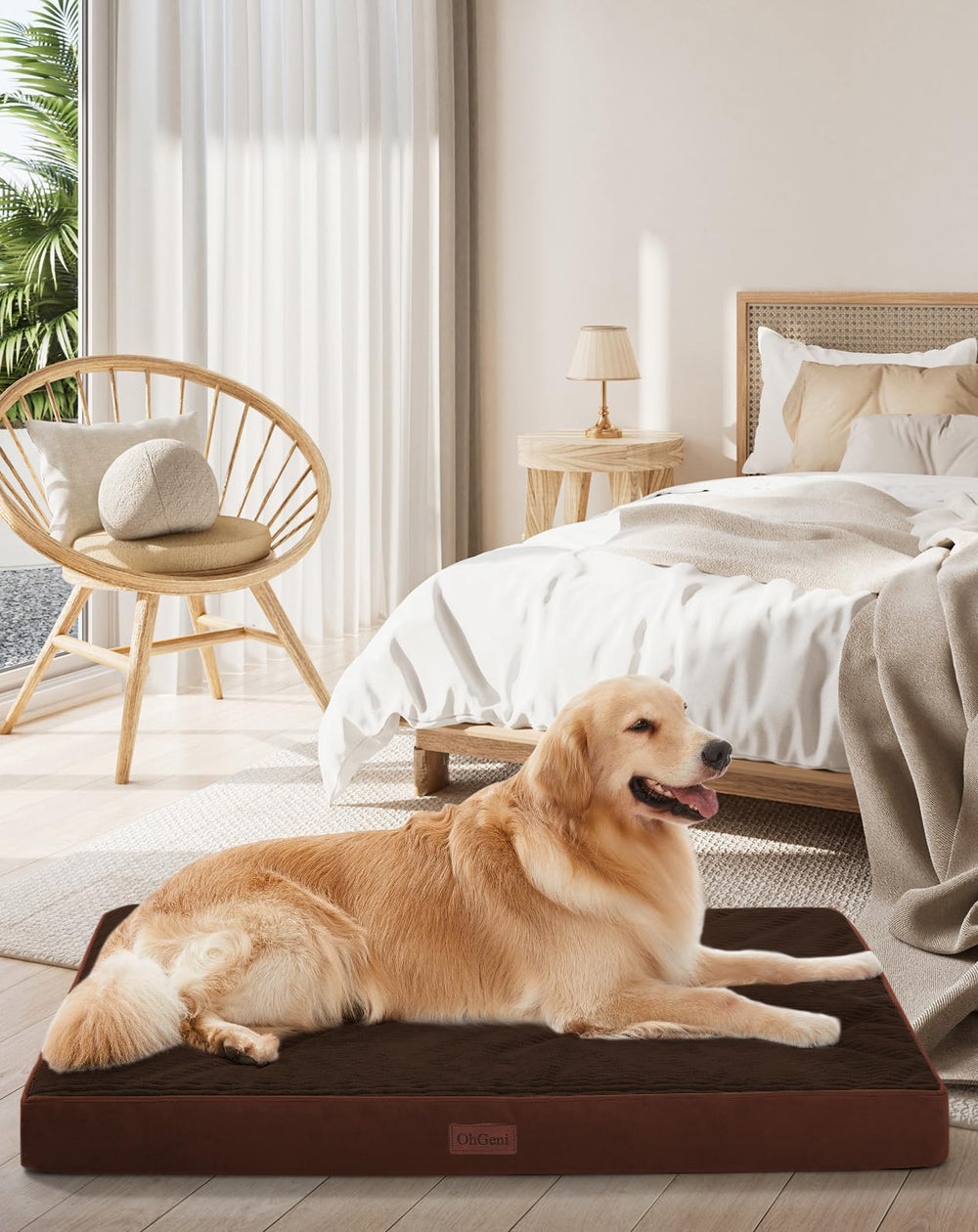 OhGeni Orthopedic Bed with waterproof inner liner for easy cleanup after spills.