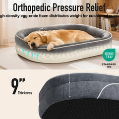 OhGeni Orthopedic Big Dog Couch foam detail emphasizes dense egg crate comfort for joints.