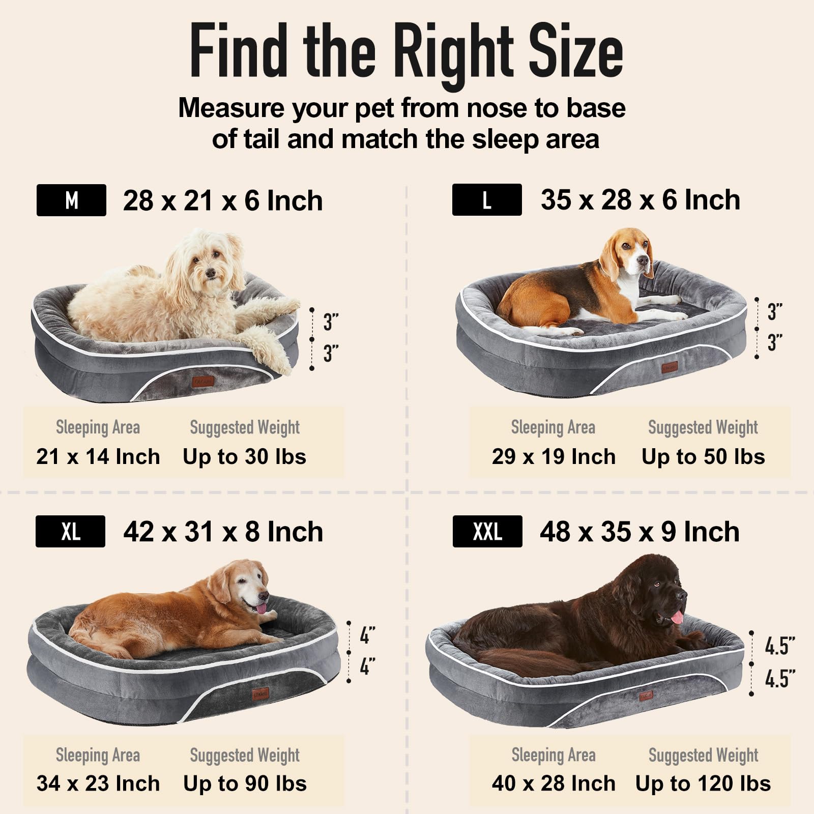 OhGeni orthopedic big dog couch side view demonstrates four-sided wrap for added neck support.