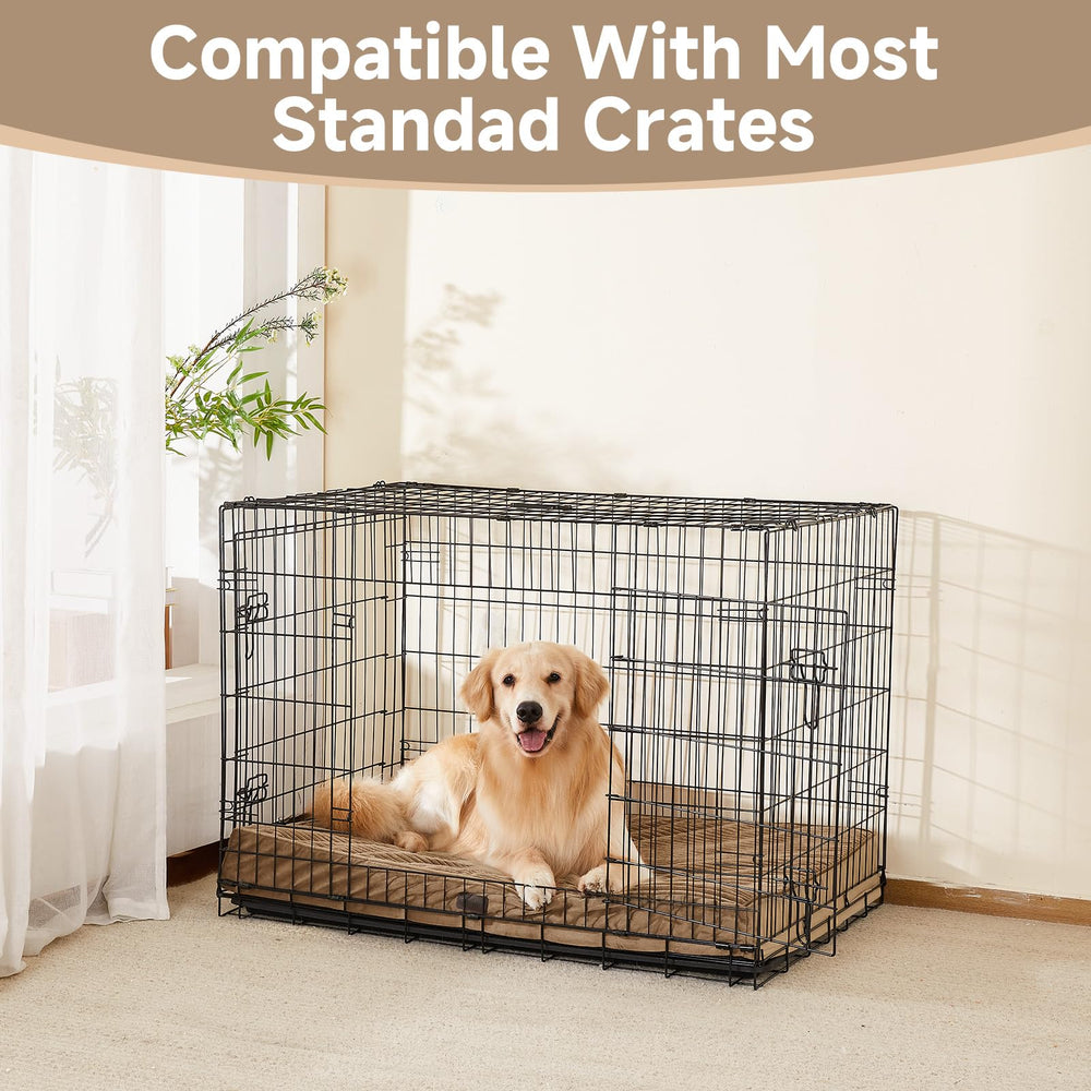 OhGeni orthopedic dog bed coffee waterproof liner prevents moisture intrusion.