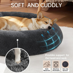 OhGeni donut bed plush faux fur close-up cozy comfort