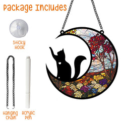 Ohhvvow Cat Memery SunCatcher rainbow-film backlit glow enhances cozy home lighting.