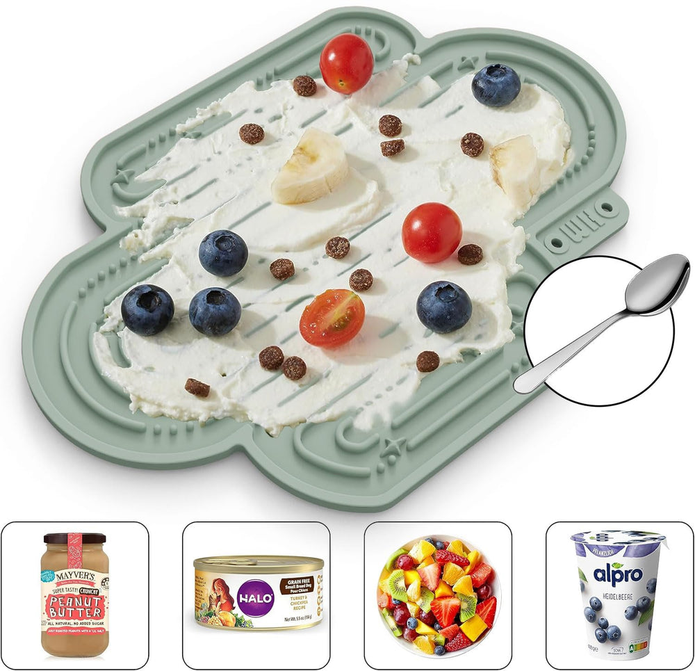 OHMO Cactus Lick Mat supports a variety of food options for enrichment.