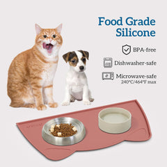 OHMO cat food mat anti-slip bottom keeps feeding area stable.