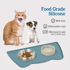 OHMO cat food mat anti-slip surface keeps bowls secure on the floor.
