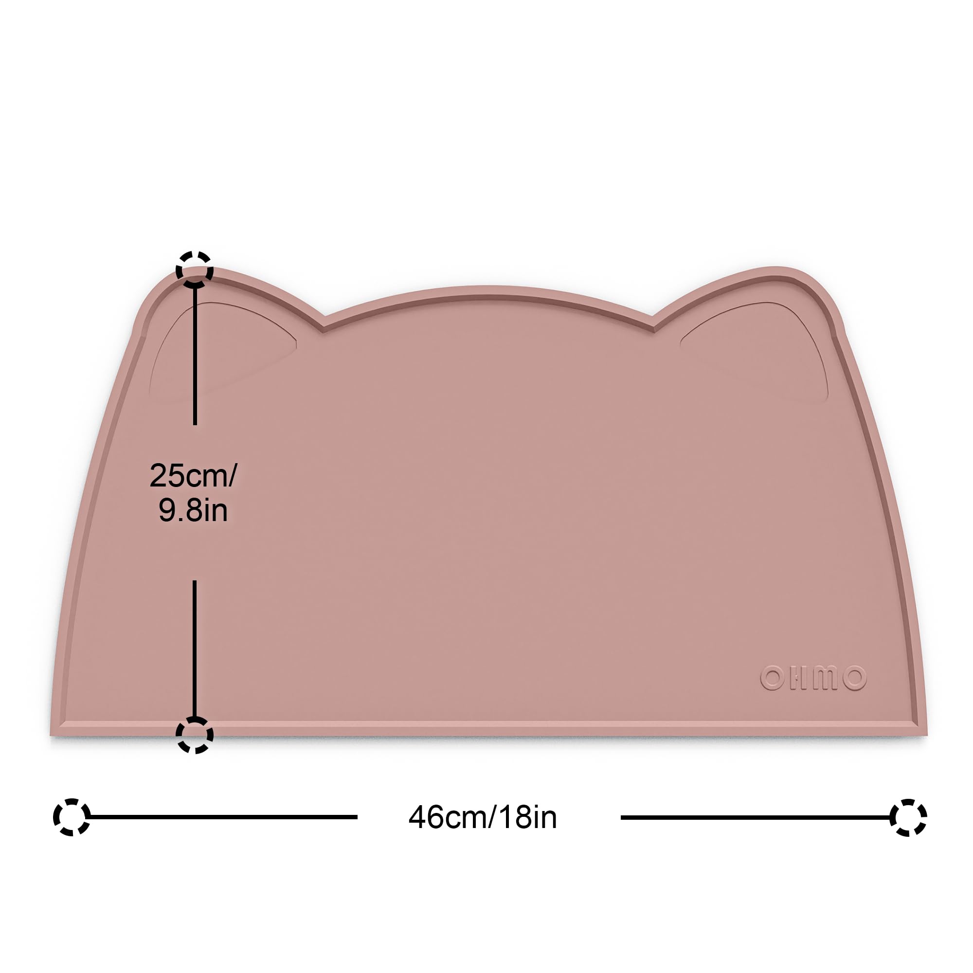 OHMO Cat Food Mat on floor rose color waterproof tray prevents spills on floor