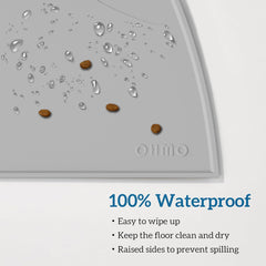 OHMO cat food mat raised lip prevents splashes on kitchen floor