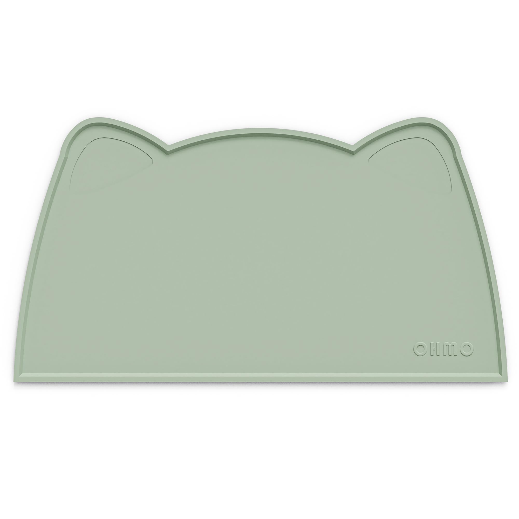 OHMO cat-food-mat sage-green 20x12: non-slip surface containing spills.