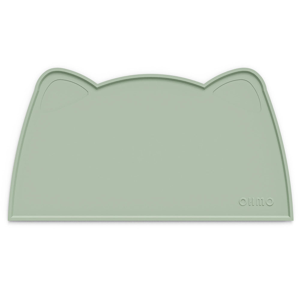 OHMO cat-food-mat sage-green 20x12: non-slip surface containing spills.