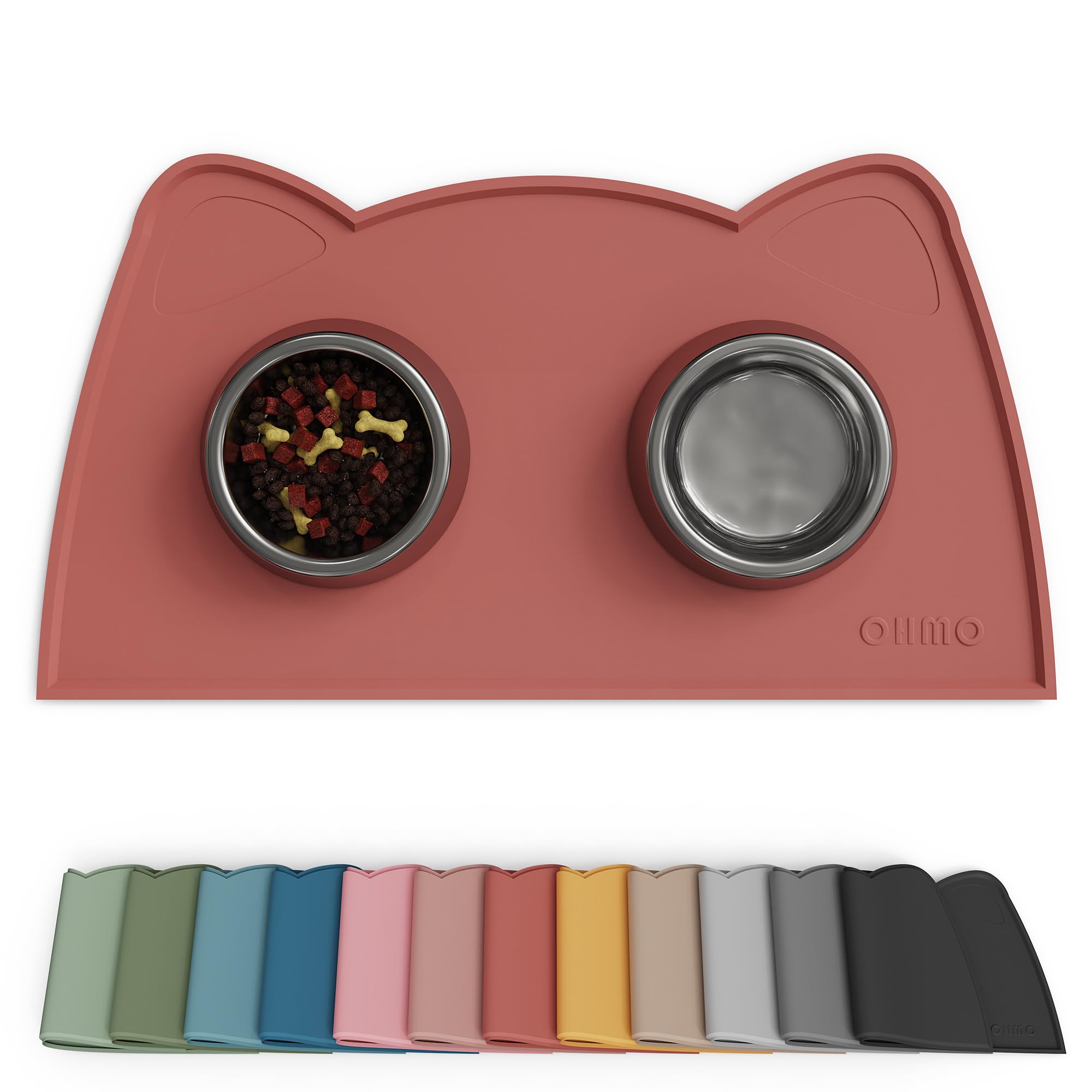 OHMO cat food mat silicone material close-up highlights pet-safe design for meals.