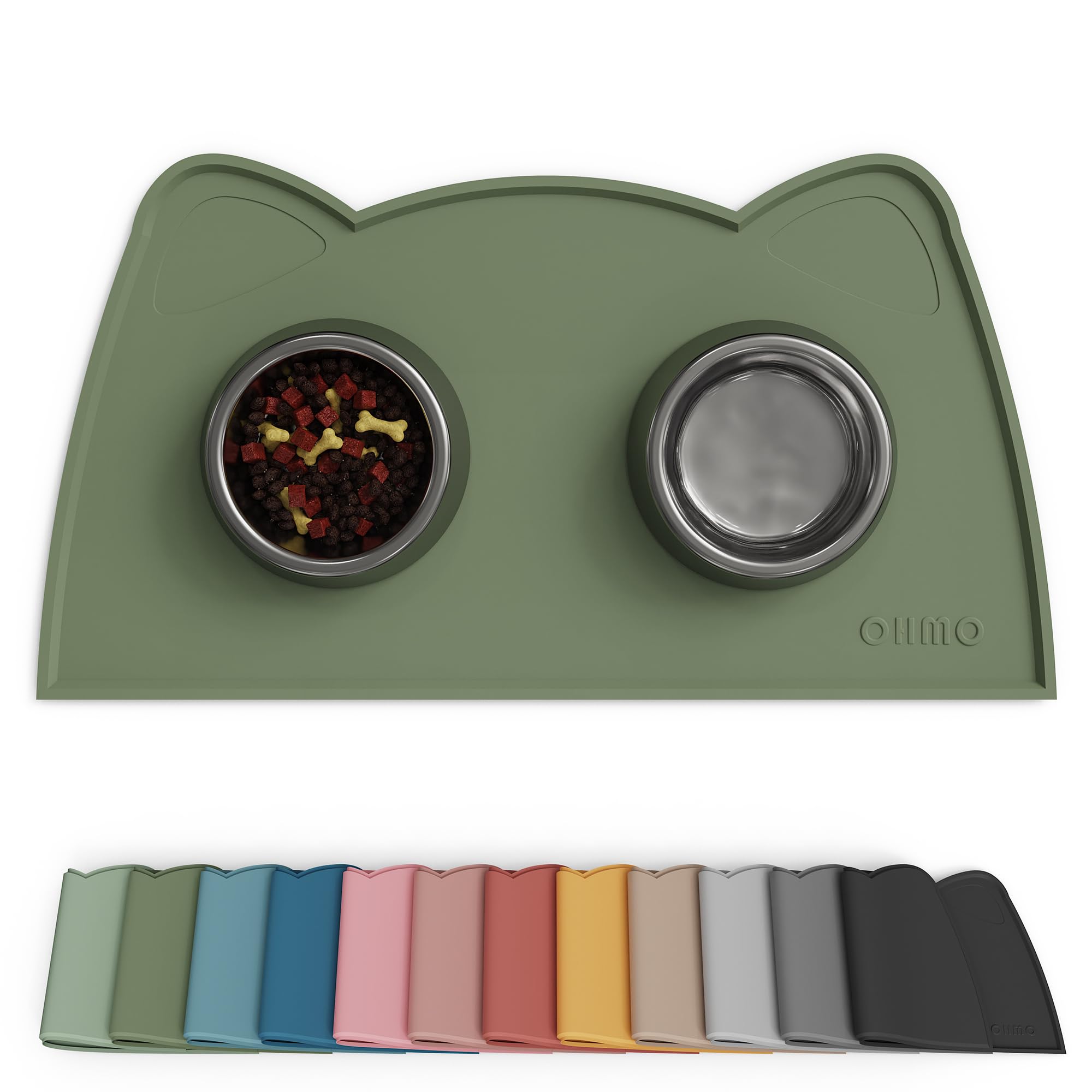 OHMO cat-food-mat silicone-non-slip keeps bowls steady and floors clean during meals.