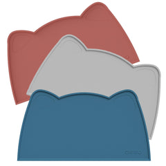 OHMO cat food mat silicone teal top view for mess-free feeding.