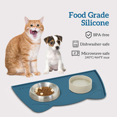 OHMO cat food mat waterproof surface demonstrates easy-to-clean after spills.