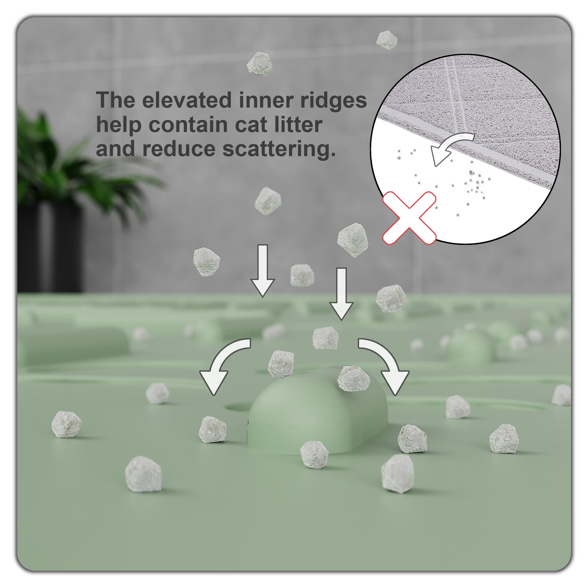 OHMO cat litter mat center-trap helps reduce tracking and cleanup.