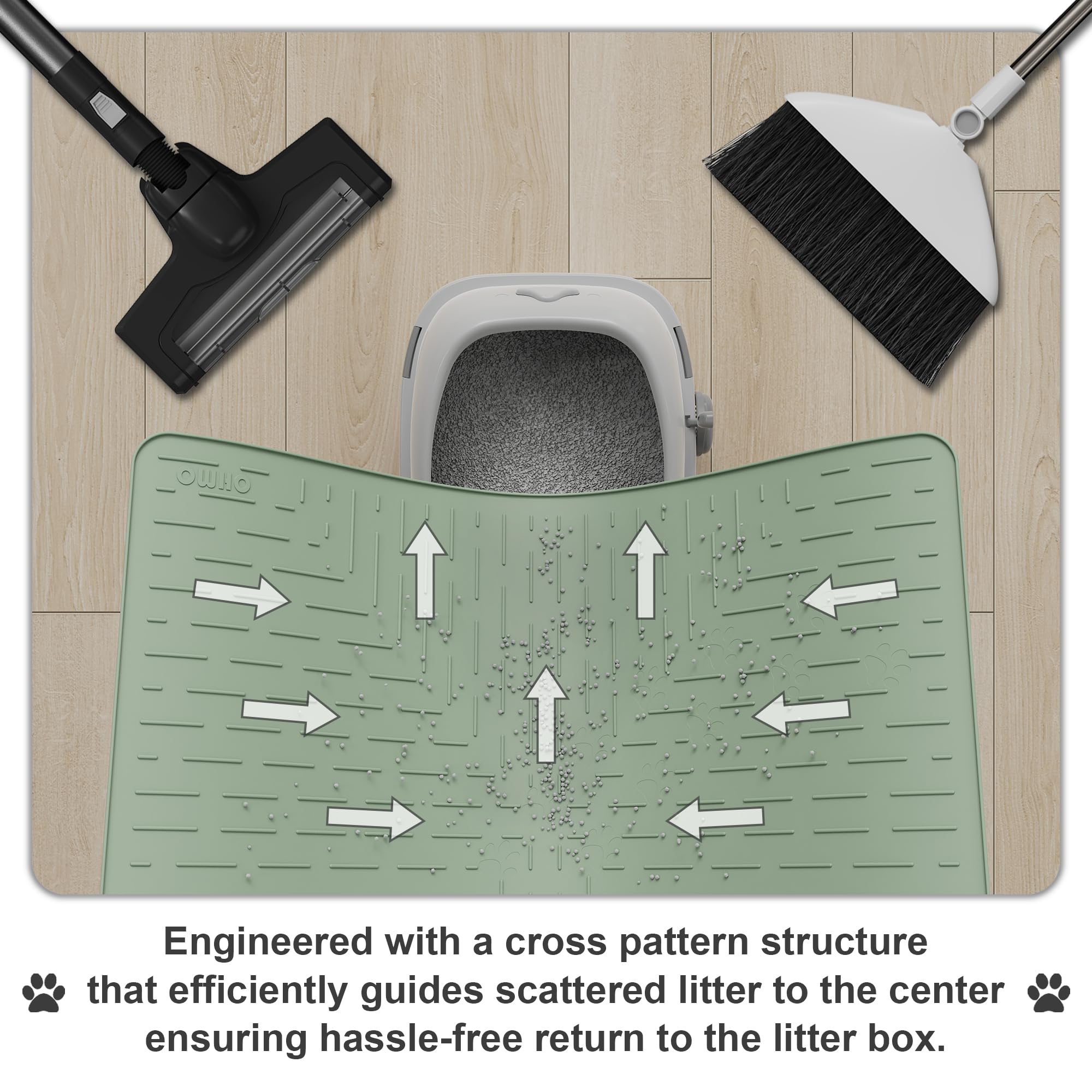 OHMO cat litter mat easy-clean pattern makes quick rinsing simple.