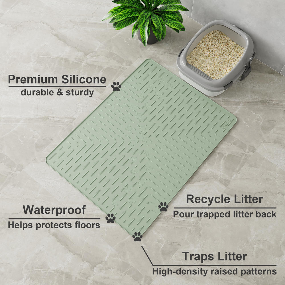 OHMO cat litter mat raised inner ridges channel litter toward the center.