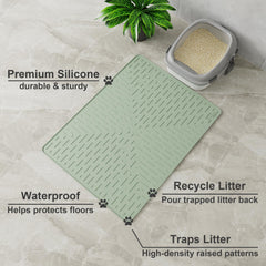 OHMO cat litter mat raised inner ridges channel litter toward the center.