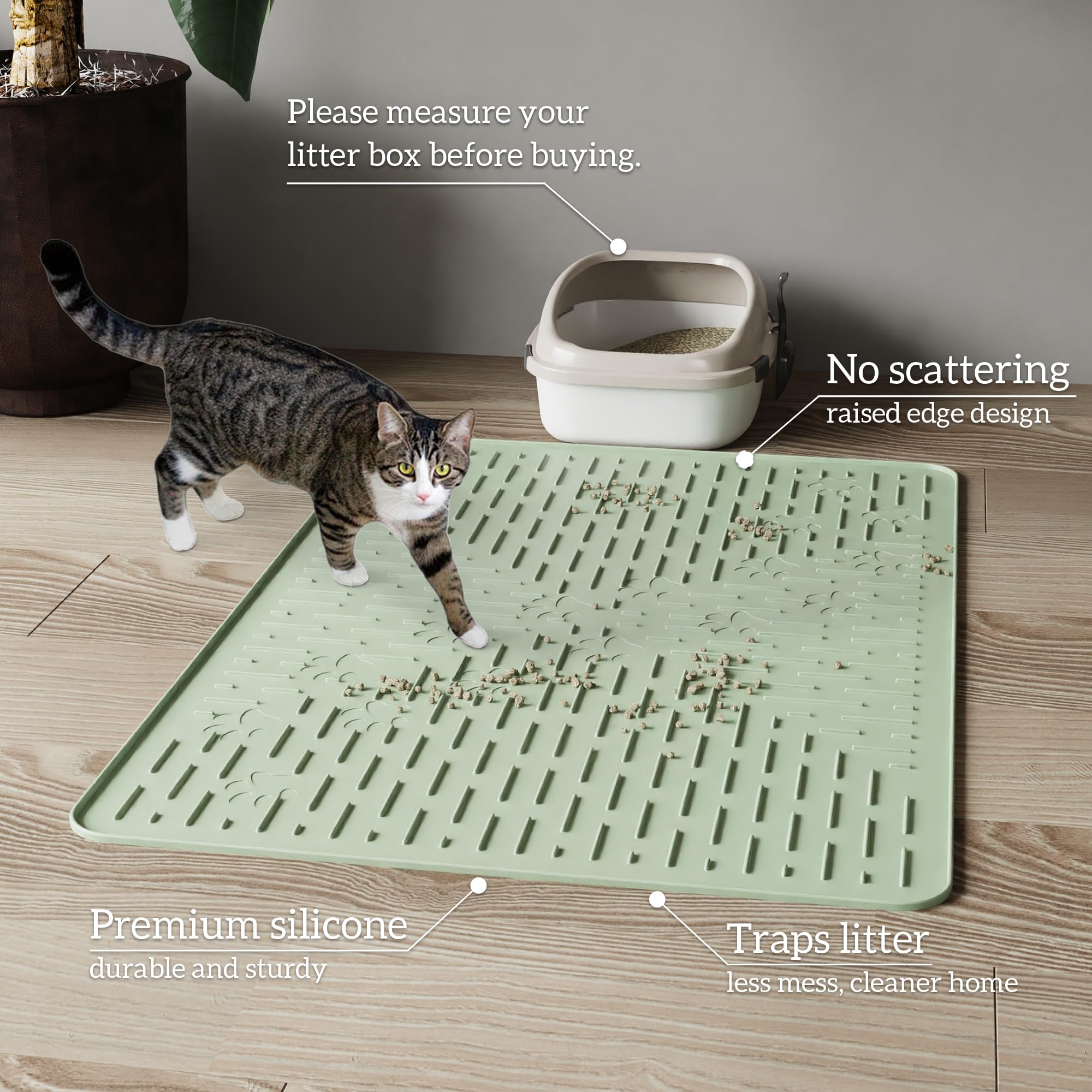 OHMO cat litter mat BPA-free surface stays stain-free and paws dry.