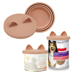 OHMO dog food can lid on a can provides a secure seal to keep leftovers fresh.