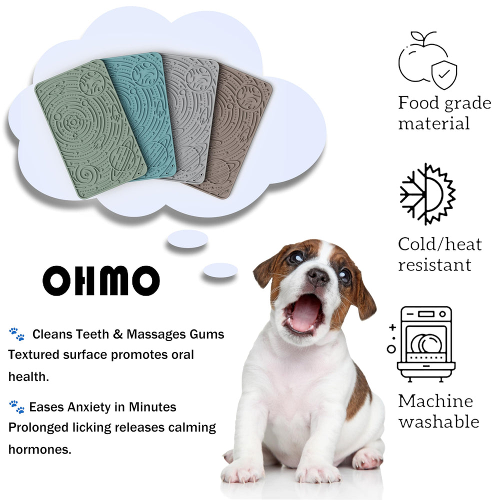 OHMO Lick Mat Space Star closeup shows varied textures aiding tongue cleaning and dental care
