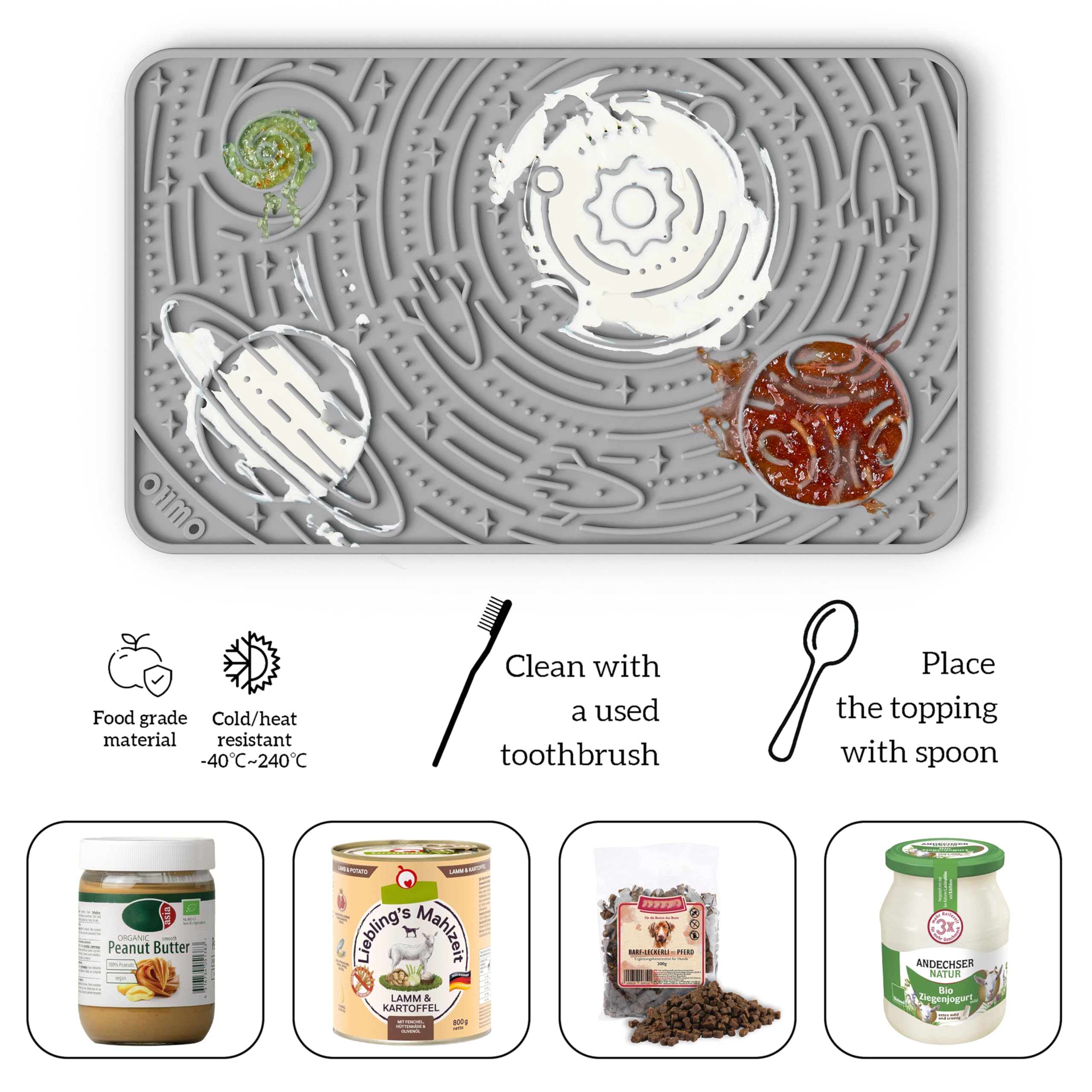 OHMO Lick Mat Space Star use with treats promotes calming licking and enrichment