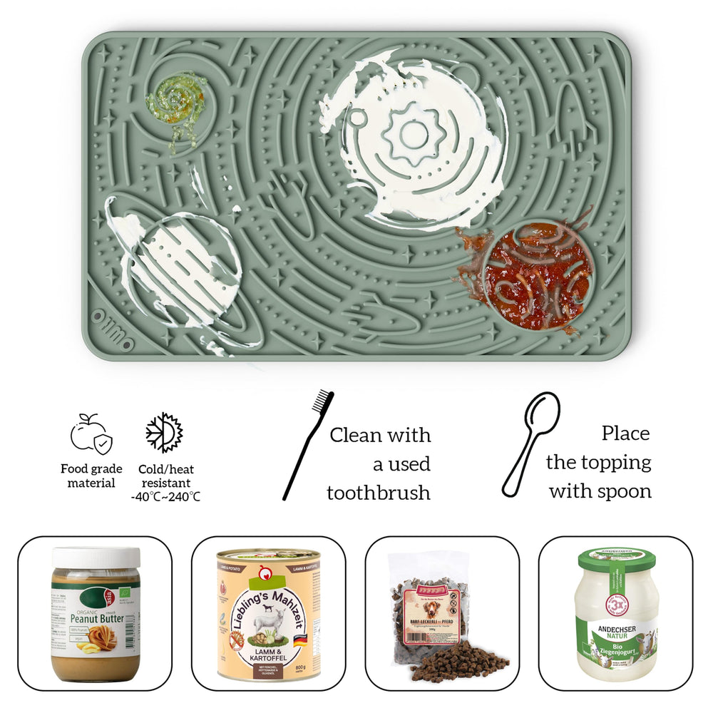 OHMO lick mat textured pattern close-up emphasizes tongue-cleaning surface design