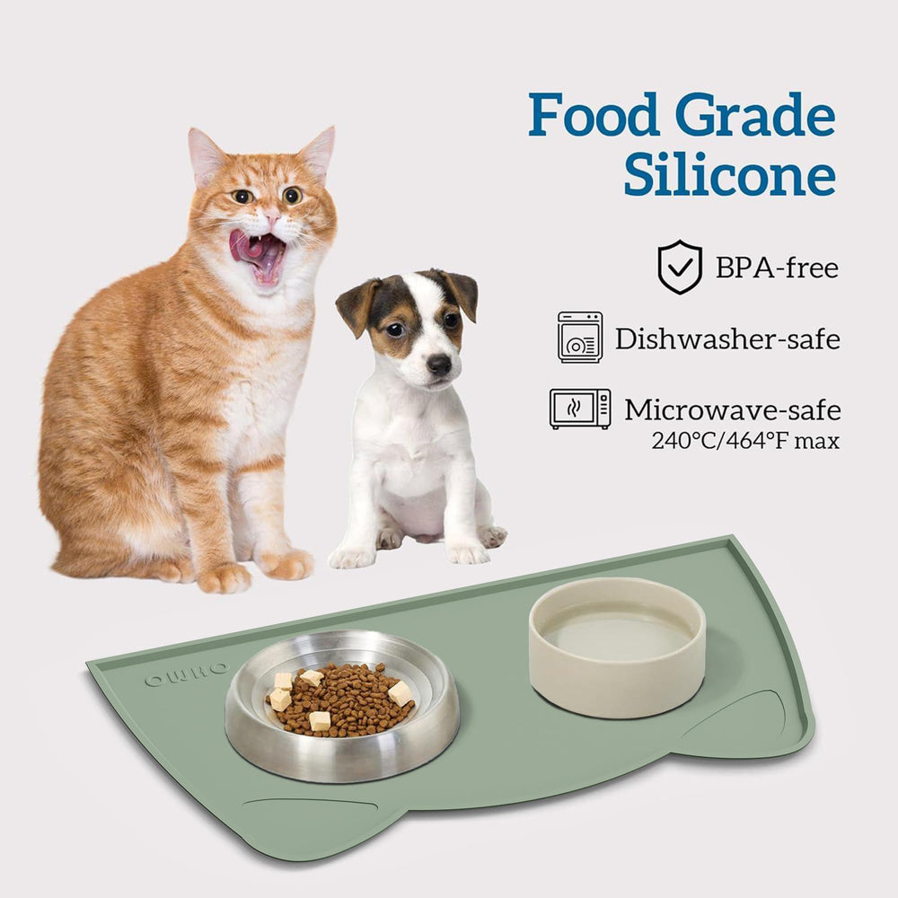 OHMO pet-feeding-mat-anti-spill-raised-lip: catches water and food spills.