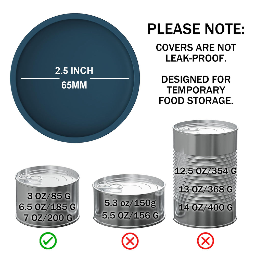 OHMO silicone cat can lids close-up on a 3 oz can showing 65 mm inner diameter