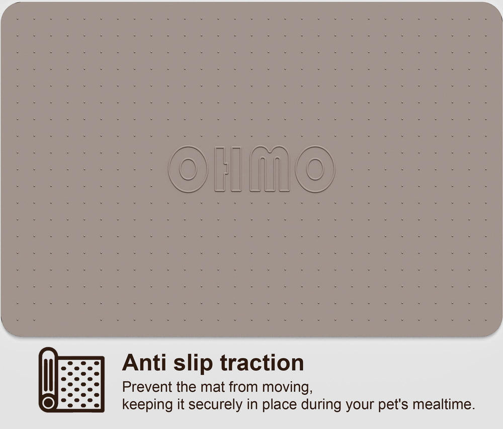OHMO mat fits small to medium pets for neat feeding.
