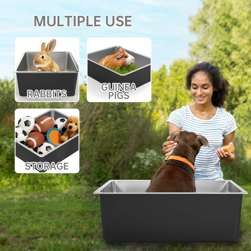 Ohtomber stainless steel litter box durable surface resists scratches and dents.