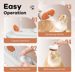 OHYAPI cat steam brush soft silicone bristles closeup for gentle brushing.