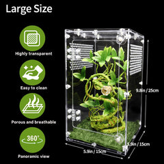 Oialonne spider terrarium transparent view enables 360° observation of your pet.