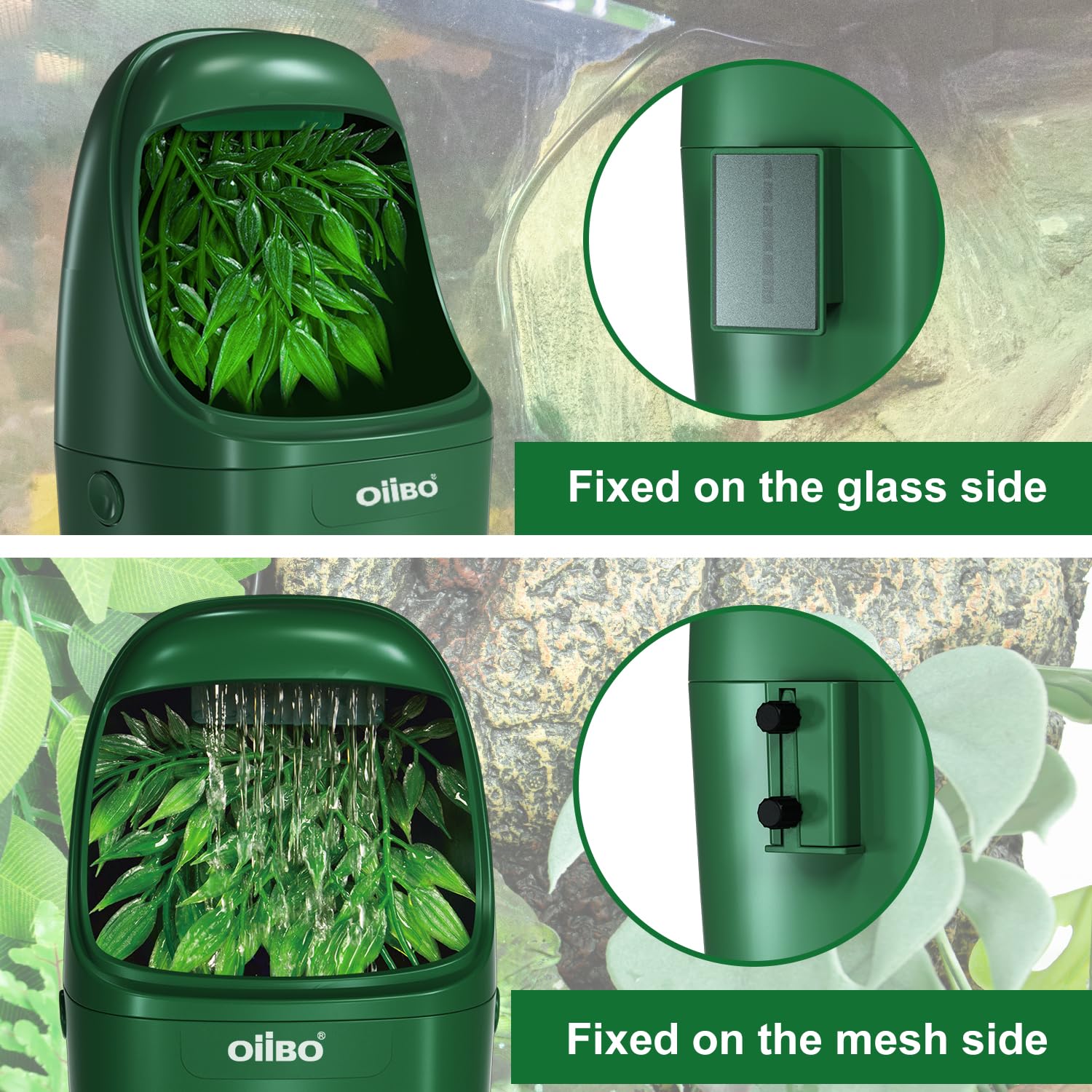 Oiibo reptile water fountain two mounting options for terrariums