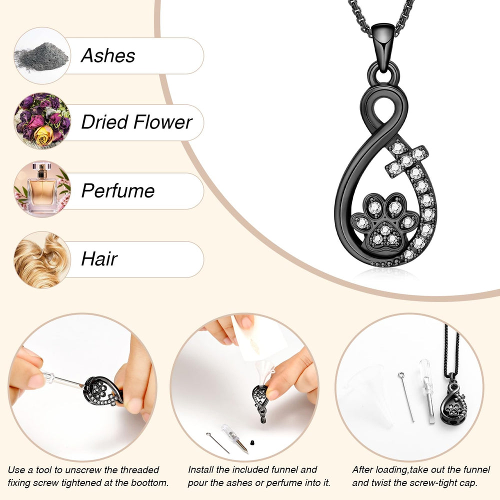Oinsi Infinity Love urn necklace featuring adjustable chain for comfortable wear.