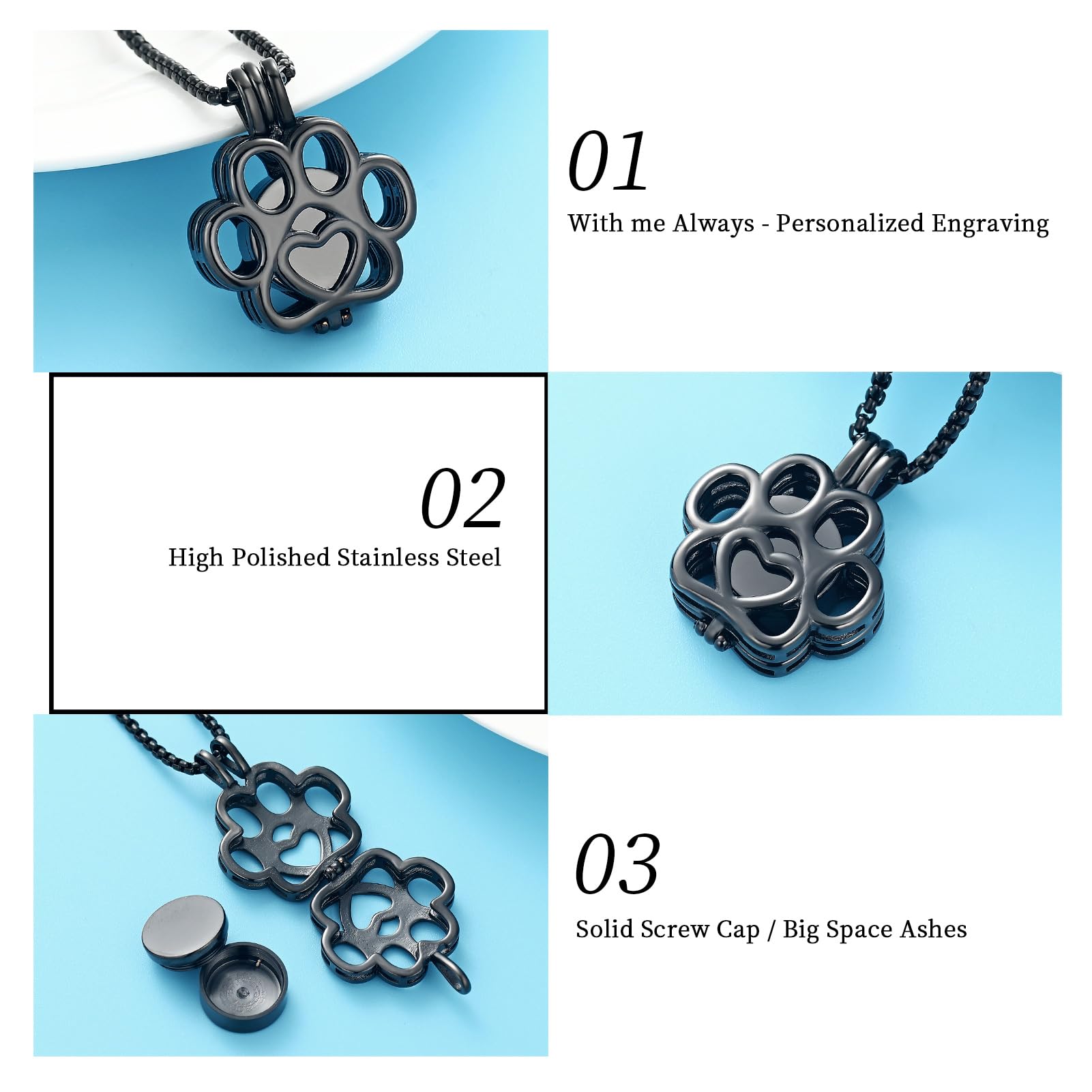 Oinsi paw-shaped pendant with adjustable chain daily memorial wear