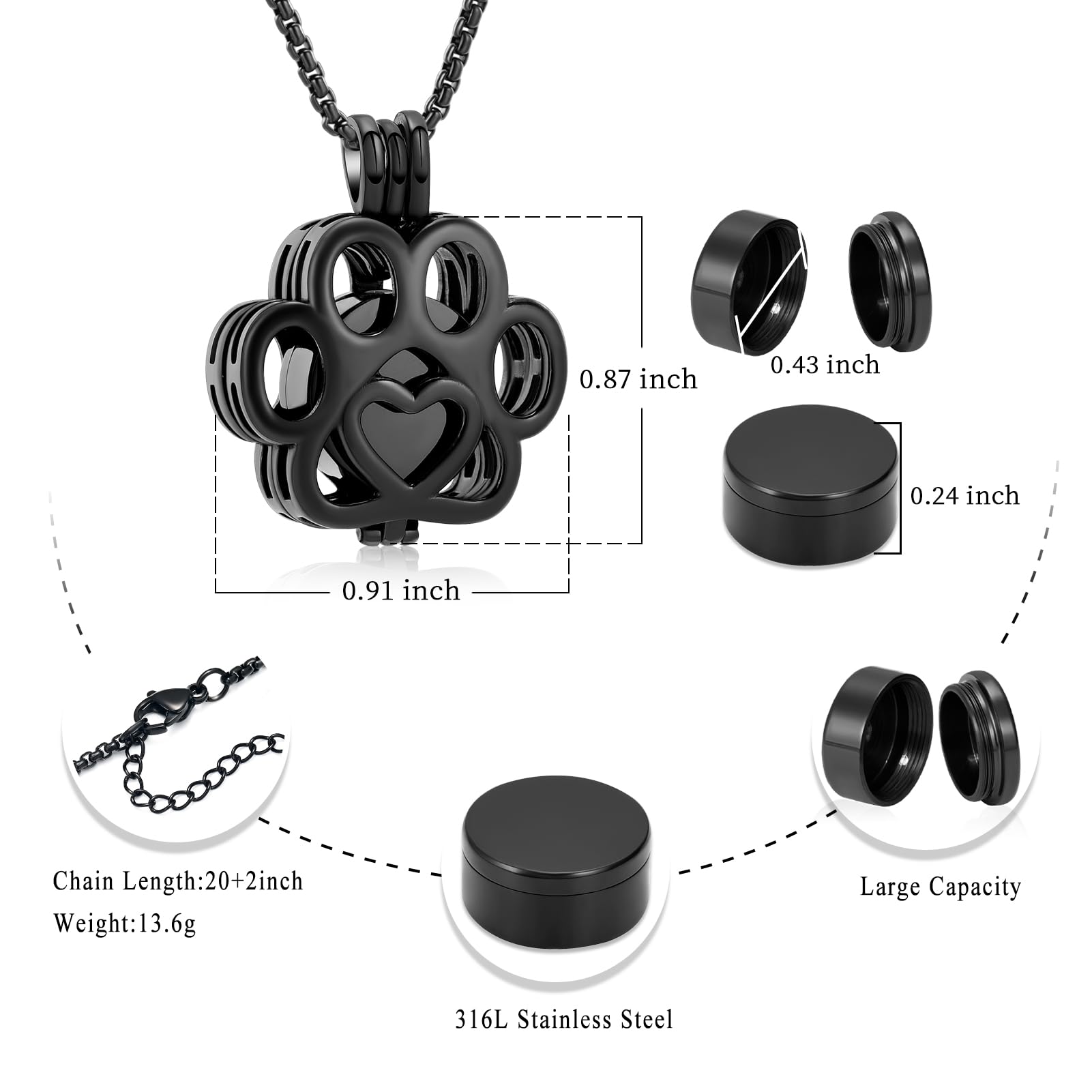 Oinsi urn necklace inside mini case safeguarding cremation keepsake