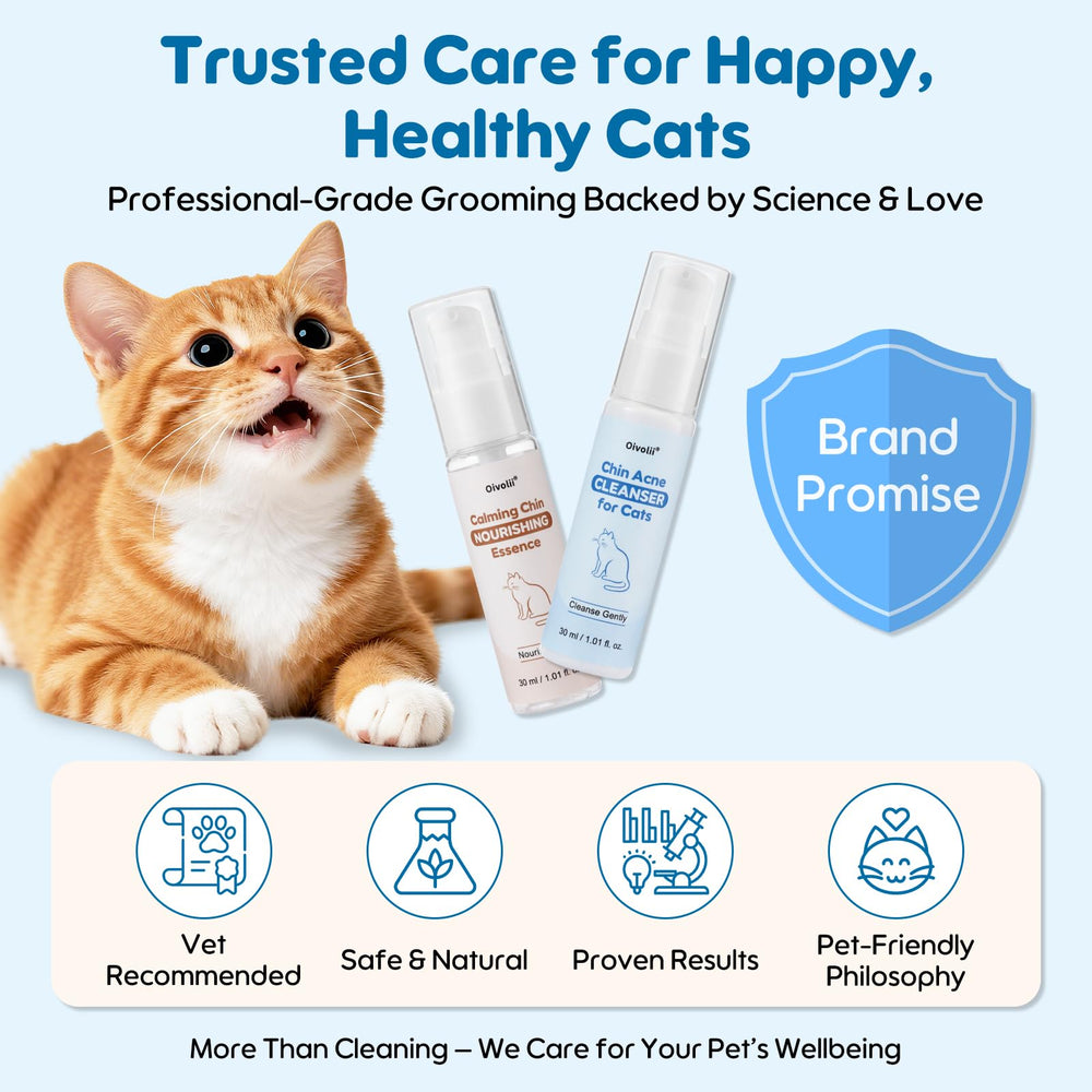 Oivolii Cat Chin Care Kit botanicals image highlights Aloe Vera and Chamomile benefits.
