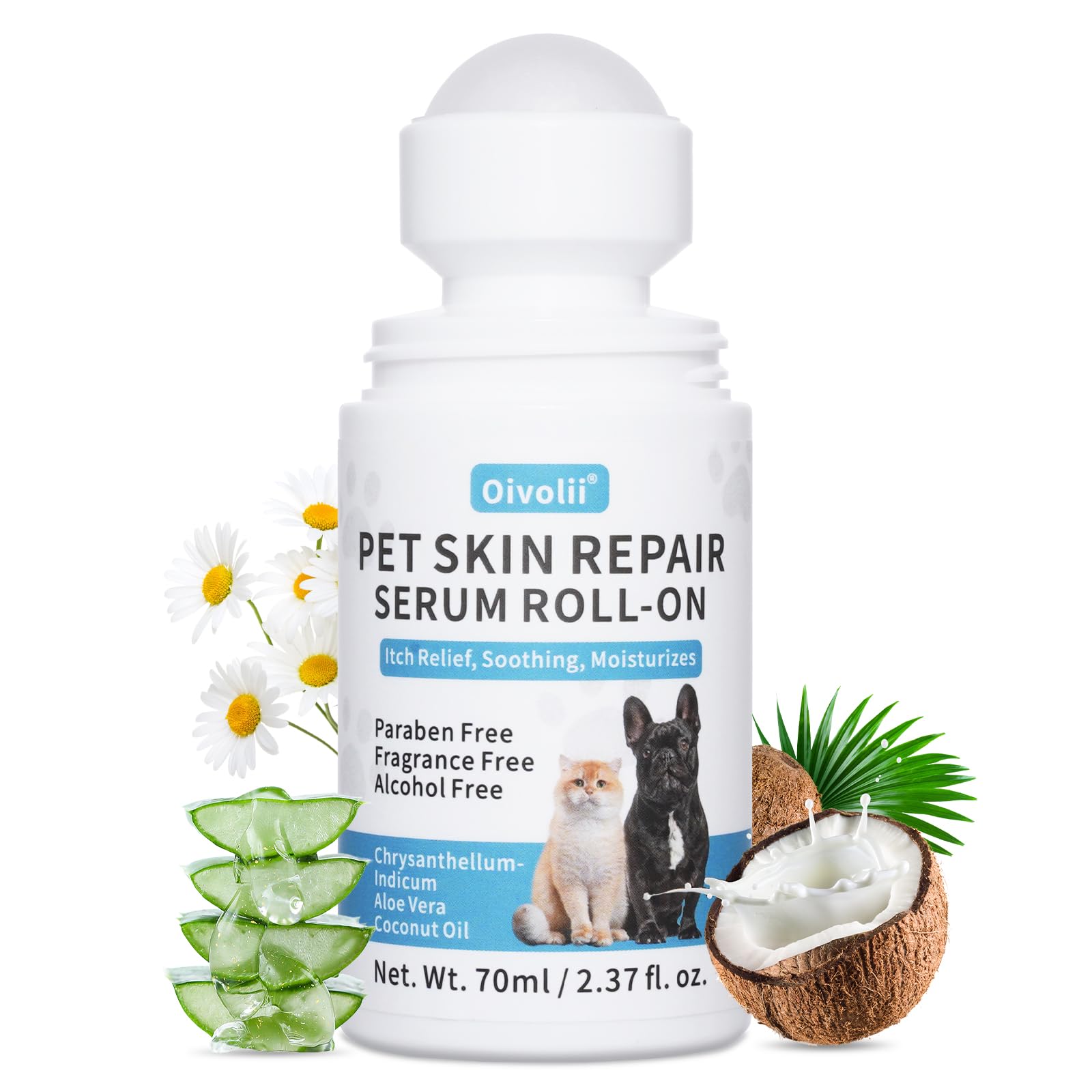 Oivolii dog-cat skin-care roll-on application with easy glide on irritated areas
