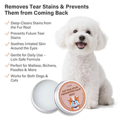 Oivolii balm on a dog's eye area for safe, gentle cleaning