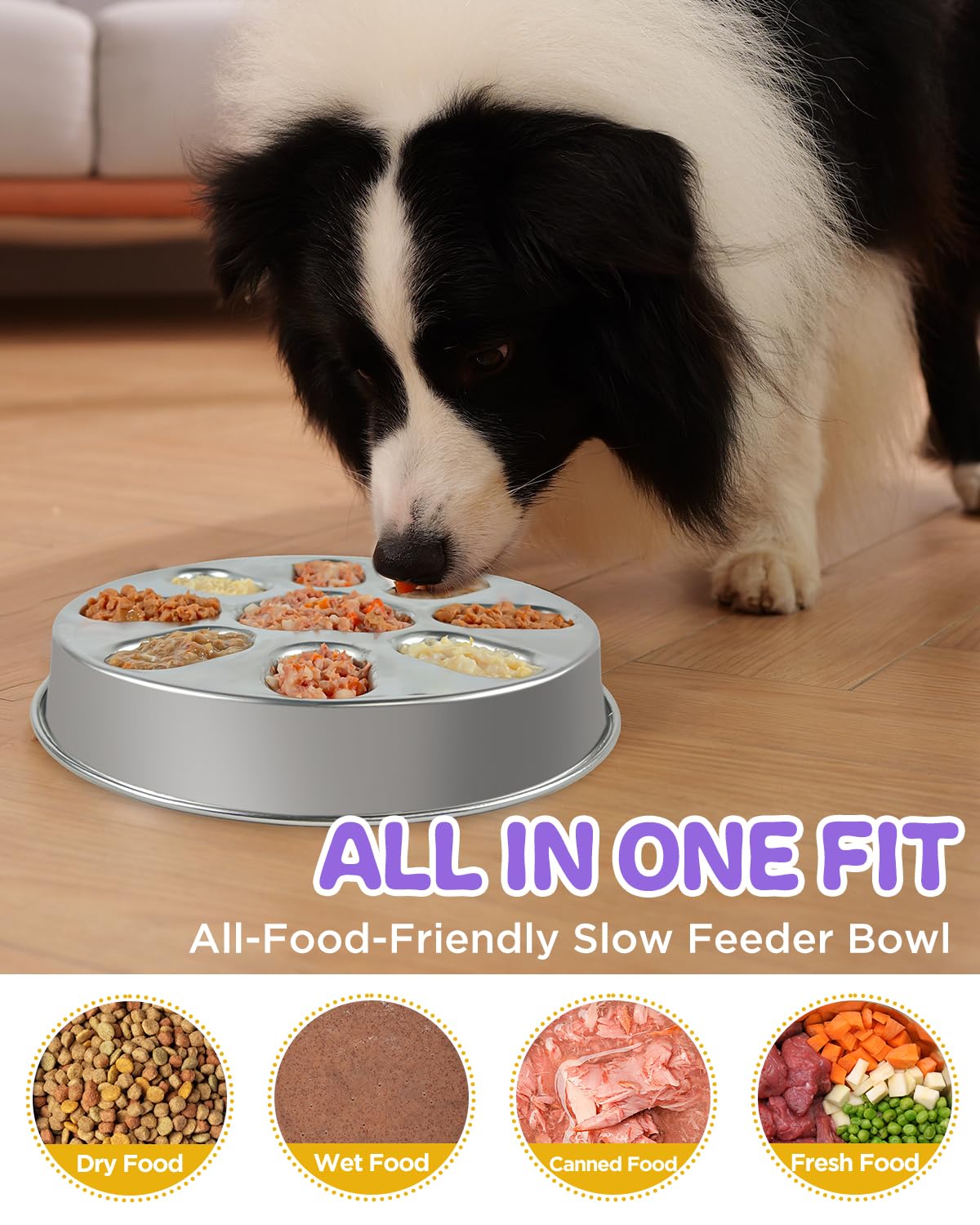 Oiwliur stainless steel dog bowl shows rust-resistant material.