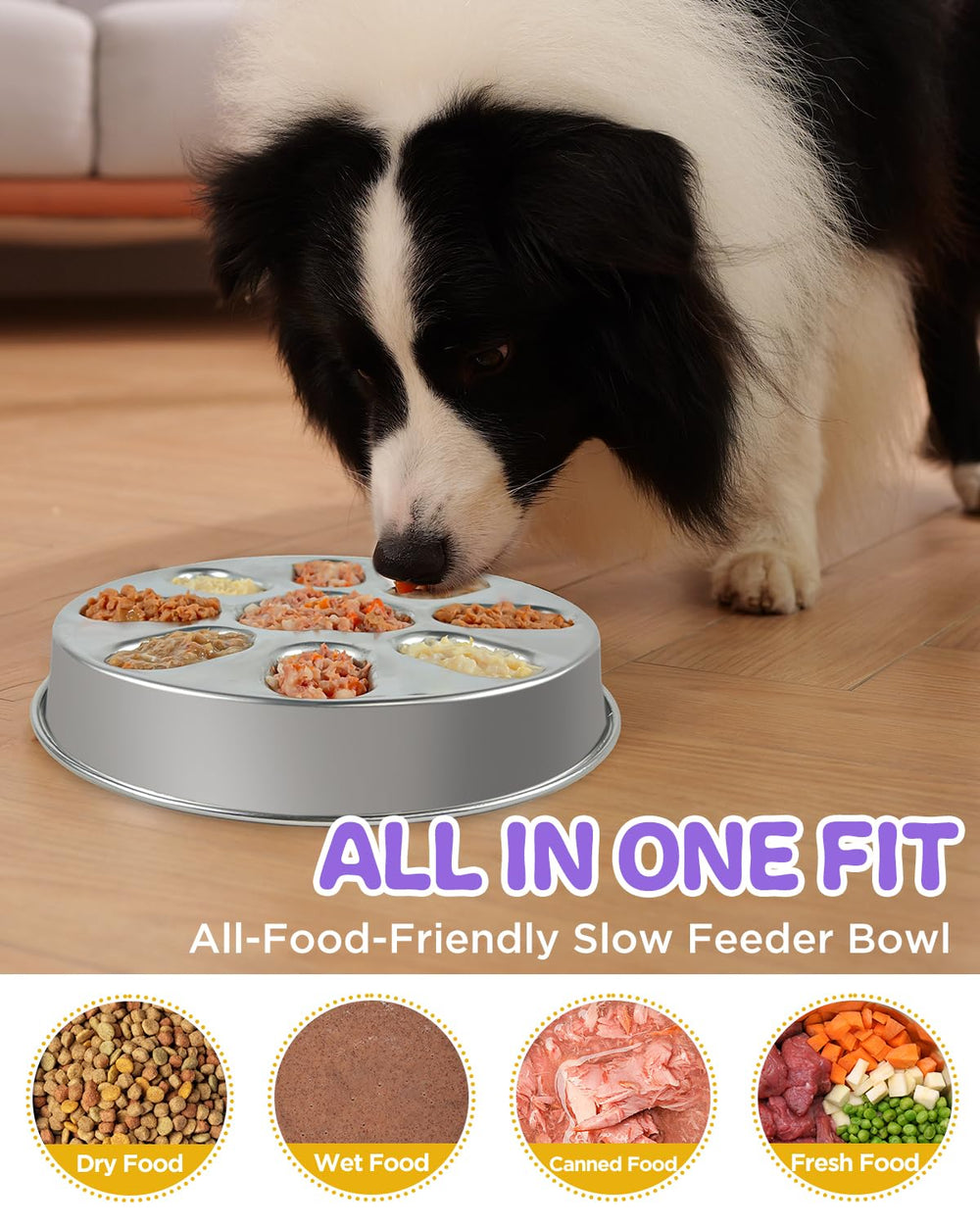 Oiwliur stainless steel dog bowl shows rust-resistant material.