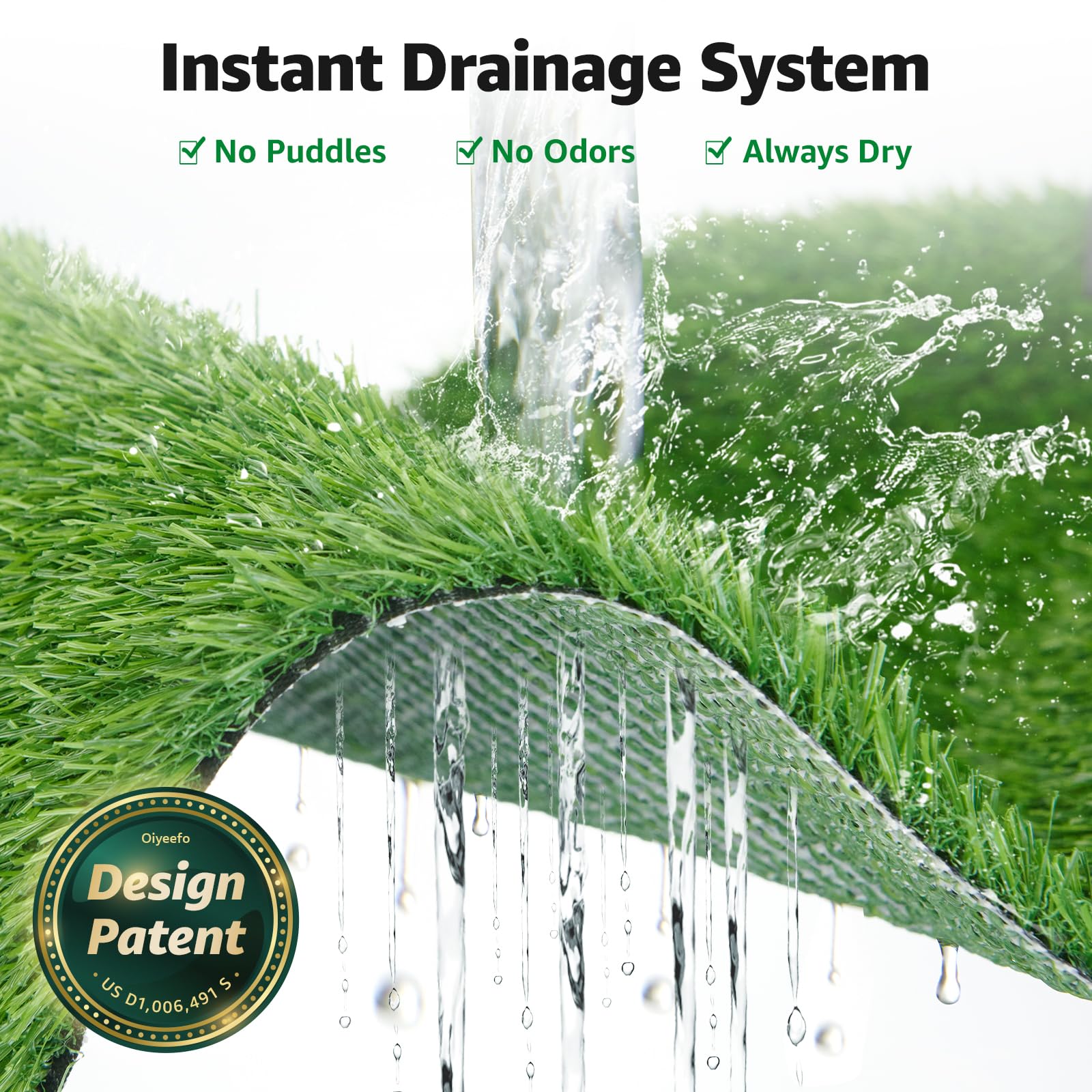 Oiyeefo indoor-outdoor use grass mat adapts to any space