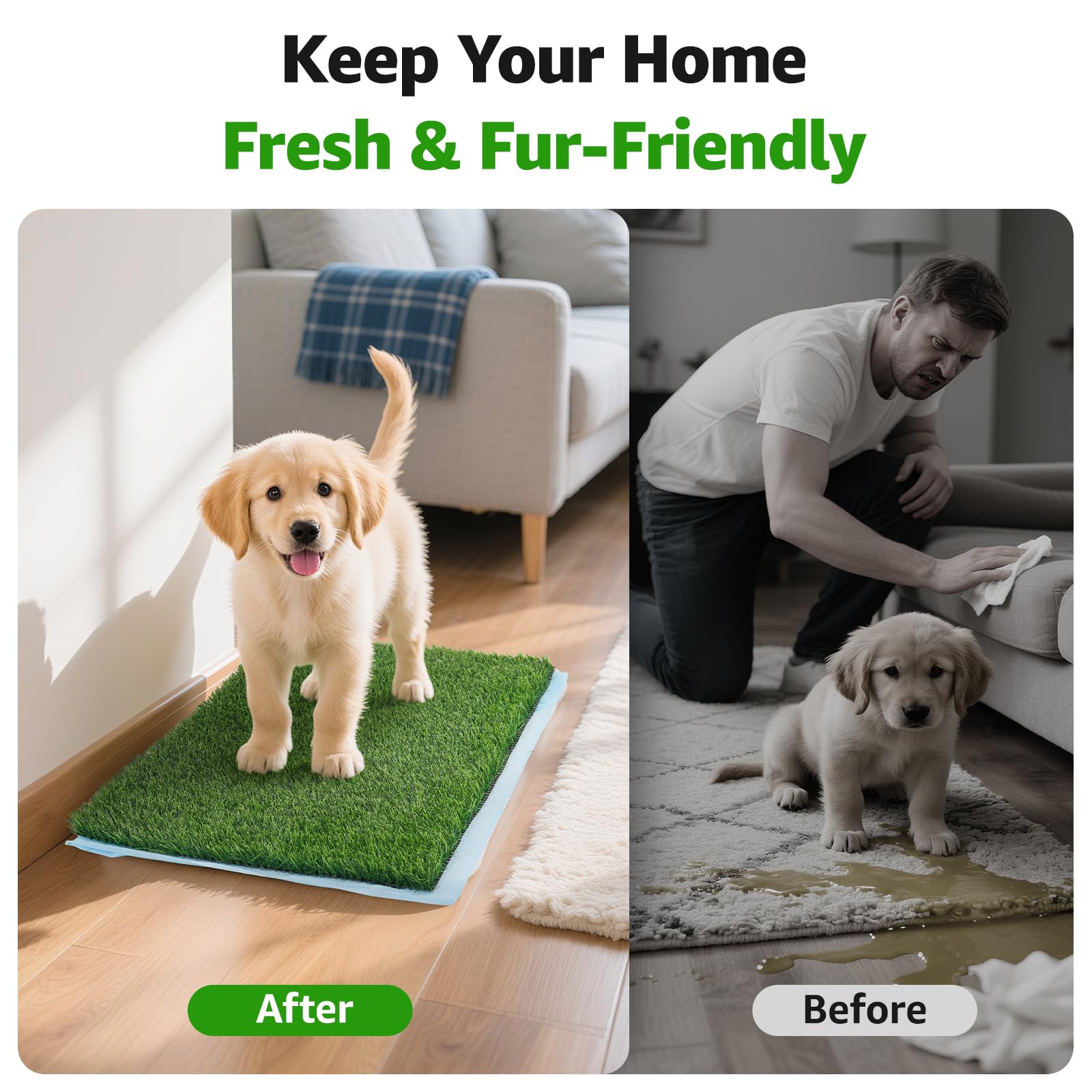 Oiyeefo soft-pile grass texture offers comfortable paw feel during use