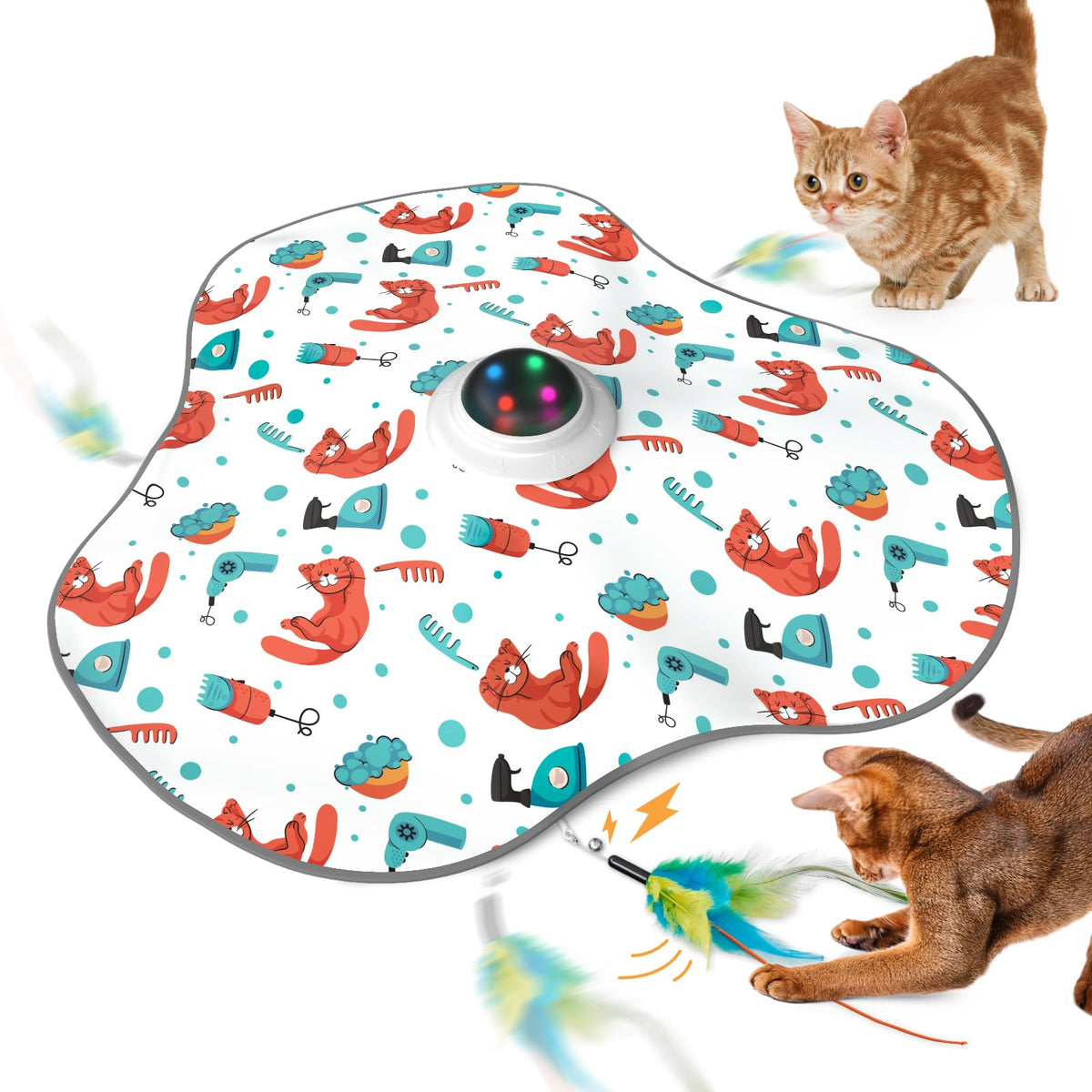 Oiyeefo interactive cat toy front view white, promotes engaging indoor play.